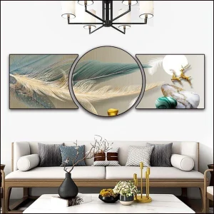 Tranh Hiện Đại Lông Vũ Tráng Gương Pha Lê