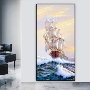 Tranh Thuận Buồm Xuôi Gió Tráng Gương Pha Lê TTB12