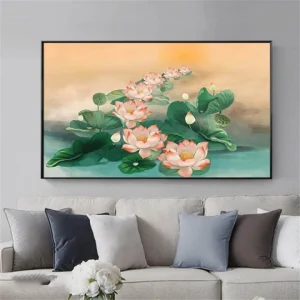 Tranh Hoa Sen Tráng Gương Pha Lê HSM60